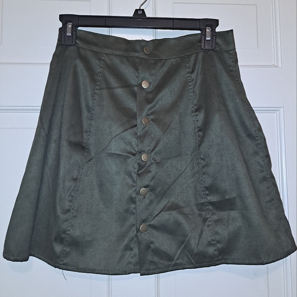 Women’s green button down skirt party travel winter summer sporty casual holiday